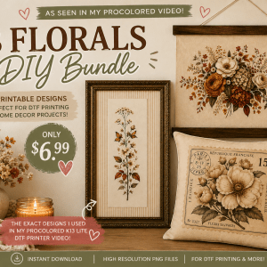 Vintage Botanical Home Décor Collection – 3 Printable PNG Designs | DTF & Sublimation Bundle