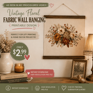 Vintage Cottage Floral Bouquet – Printable PNG Design